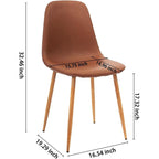 Chaise d'appoint à assise rembourrée en PU lavable et pieds en métal, lot de 4, marron