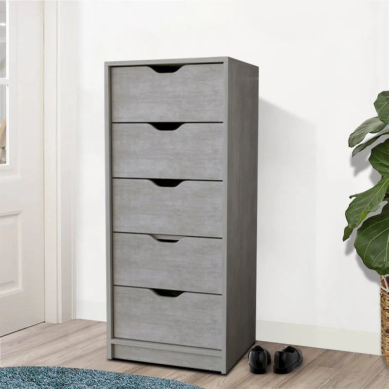 Vintage Minimalist Vertical Storage Dresser with 5 Drawers