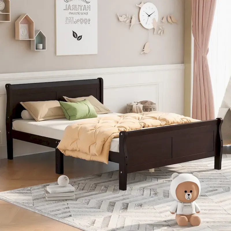 Queen Size Wood Platform Bed with Headboard