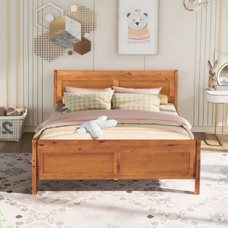 Queen Size Wood Platform Bed with Headboard