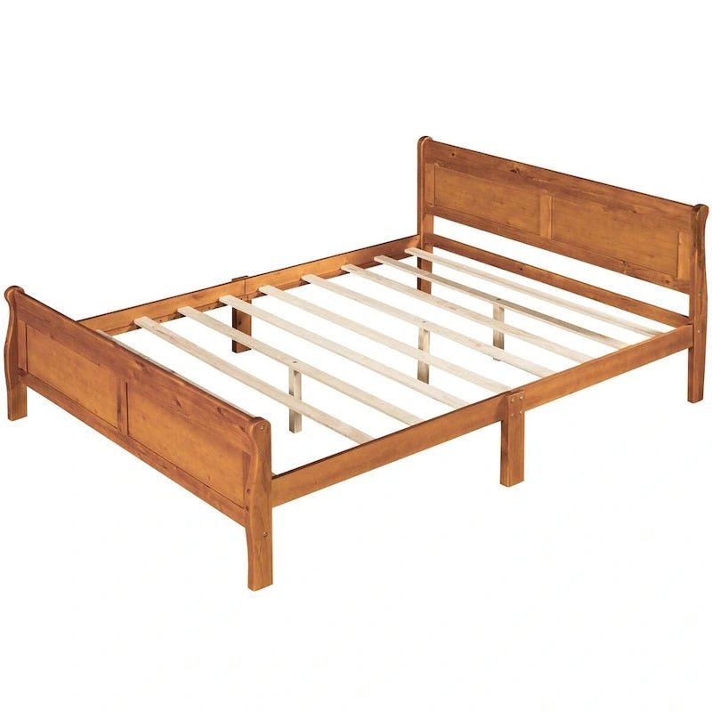 Queen Size Wood Platform Bed with Headboard