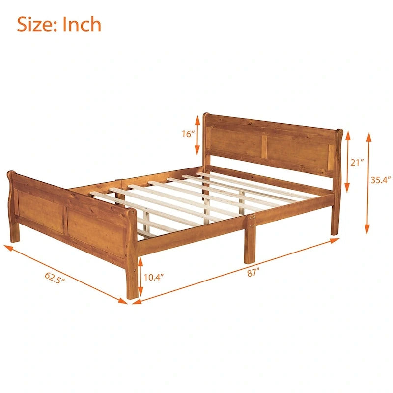 Queen Size Wood Platform Bed with Headboard