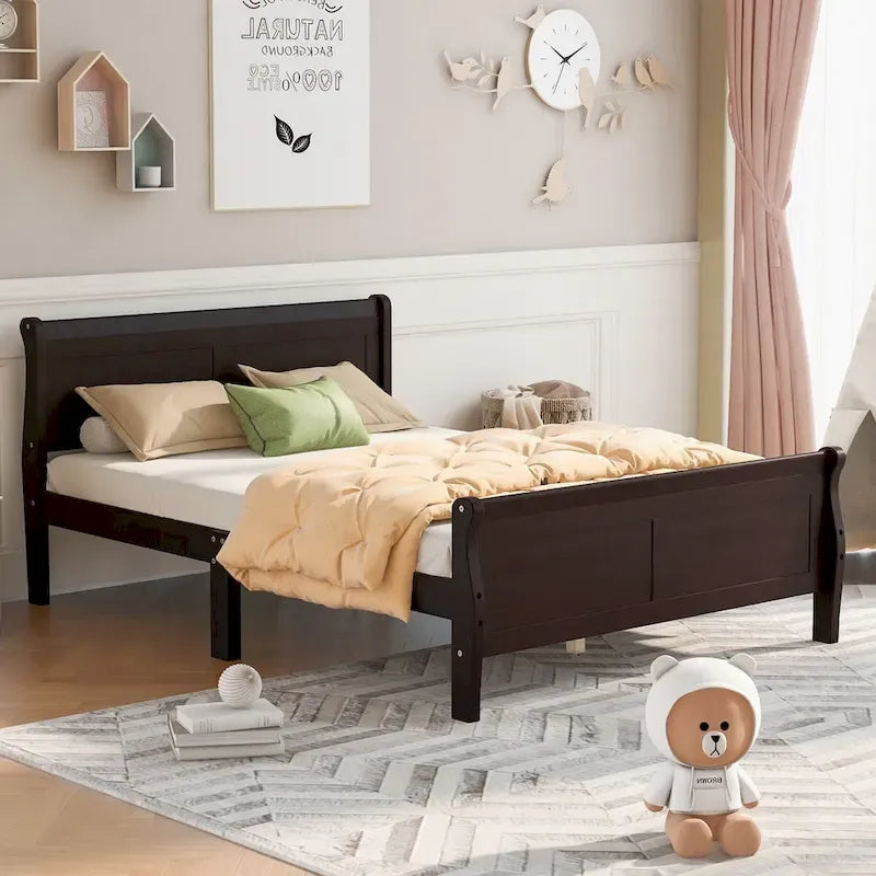Queen Size Wood Platform Bed with Headboard