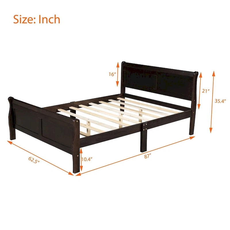 Queen Size Wood Platform Bed with Headboard