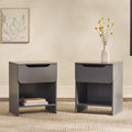 Modern 1-Drawer Nightstand with Cubby (Set of 2)