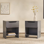 Table de chevet moderne à 1 tiroir avec niche de rangement (Lot de 2)