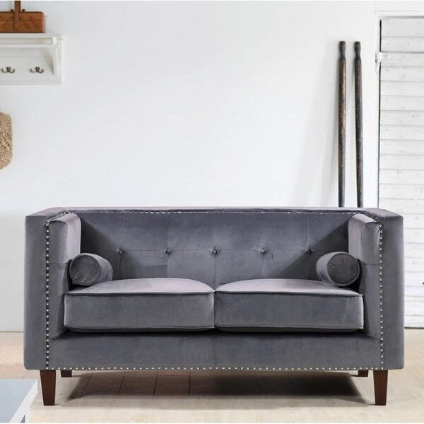 Classic Nailhead Chesterfield Loveseat - Blue