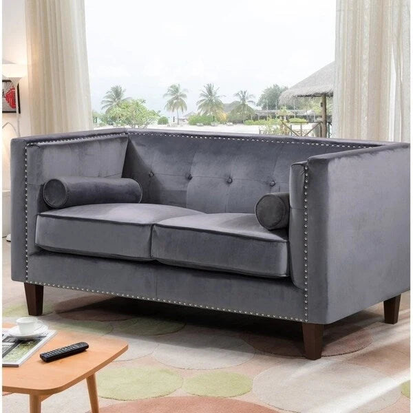 Classic Nailhead Chesterfield Loveseat - Blue