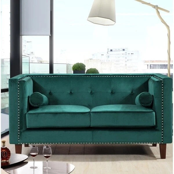 Classic Nailhead Chesterfield Loveseat - Blue
