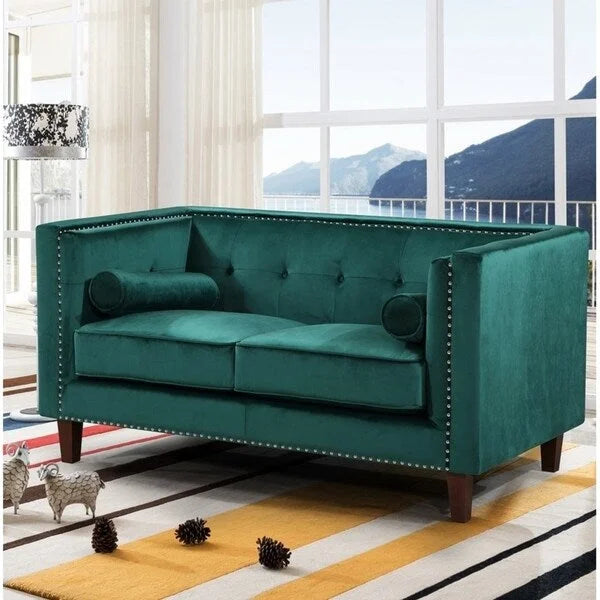 Classic Nailhead Chesterfield Loveseat - Blue
