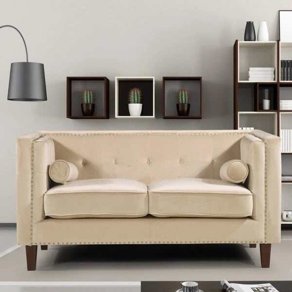 Classic Nailhead Chesterfield Loveseat - Blue