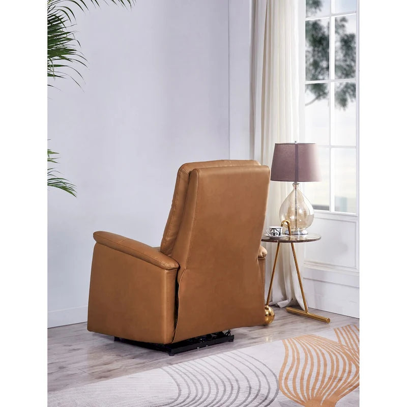 Power Headrest Top Grain Leather Recliner Chair