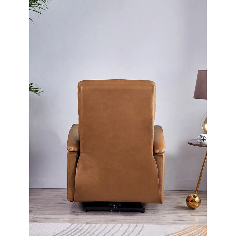 Power Headrest Top Grain Leather Recliner Chair