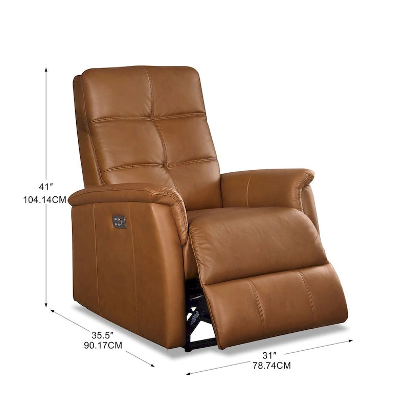 Power Headrest Top Grain Leather Recliner Chair
