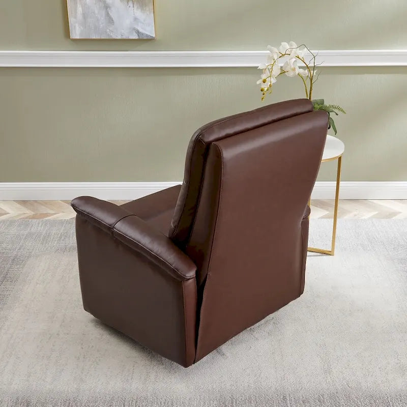 Power Headrest Top Grain Leather Recliner Chair