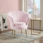 Velvet Scalloped Back Barrel Accent Chair with Metal Legs