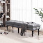 Banc d'appoint en tissu avec pieds en hévéa et roulettes
