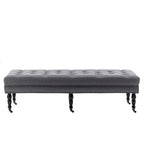 Banc d'appoint en tissu avec pieds en hévéa et roulettes