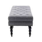 Banc d'appoint en tissu avec pieds en hévéa et roulettes
