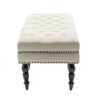 Banc d'appoint en tissu avec pieds en hévéa et roulettes