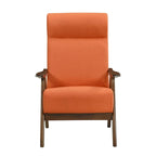 Fauteuil de salon 32 pouces en tissu polyester lin orange, bois massif