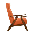 Fauteuil de salon 32 pouces en tissu polyester lin orange, bois massif