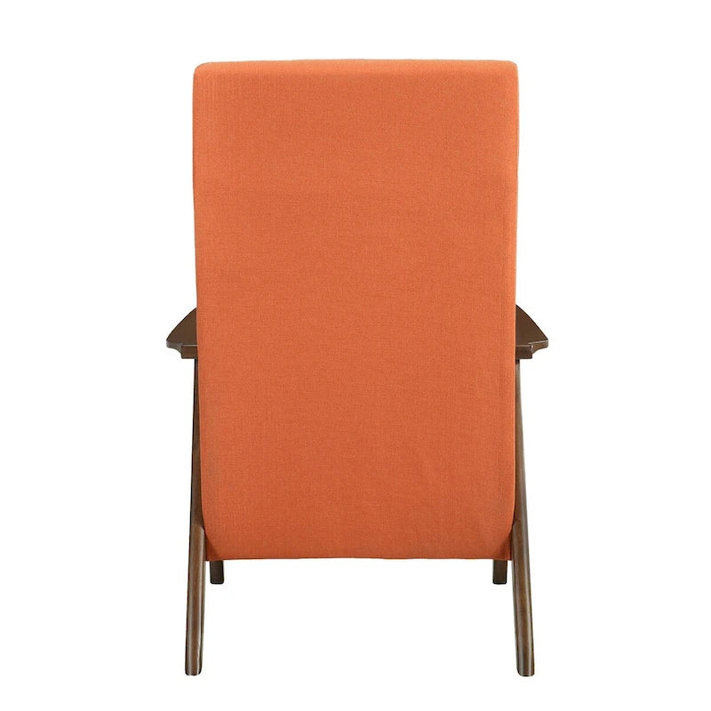 32-inch lounge armchair, orange polyester linen fabric, solid wood