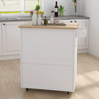 Îlot de cuisine moderne en bois d'hévéa de 32,87 po de large avec étagères réglables et porte-serviettes