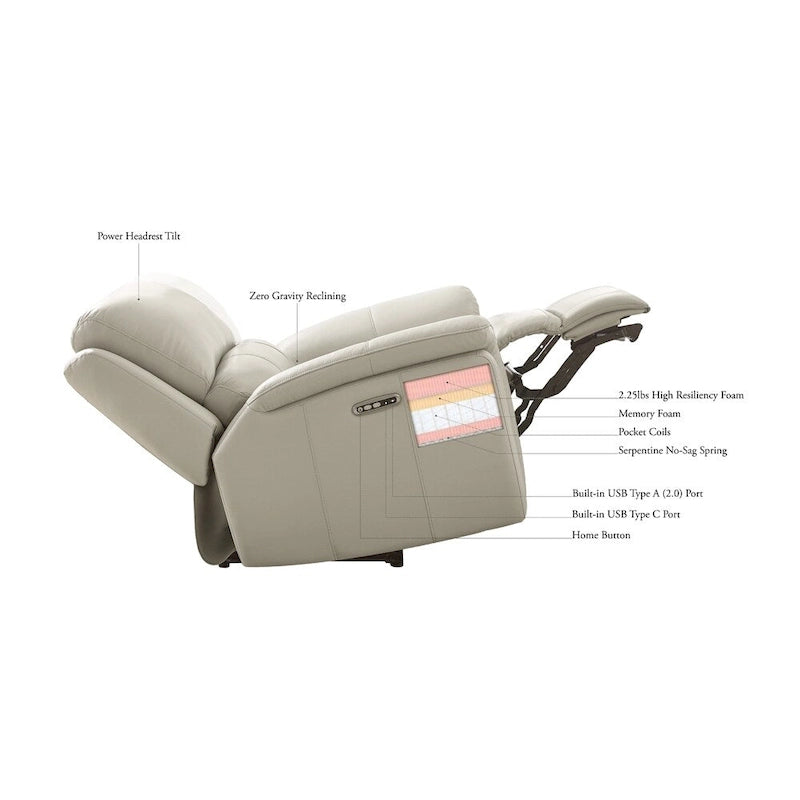 Zero Gravity Power Recline and Headrest Top Grain Leather Loveseat with Console