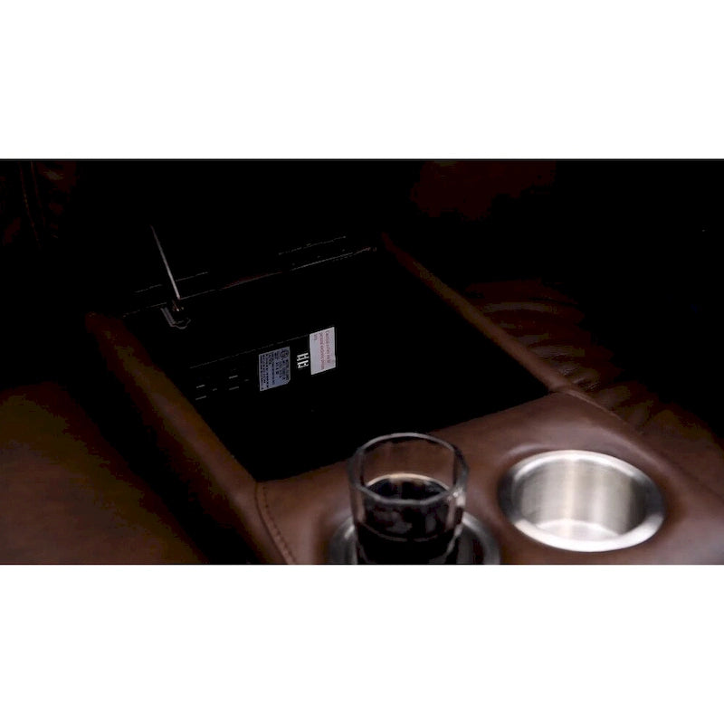 Zero Gravity Power Recline and Headrest Top Grain Leather Loveseat with Console