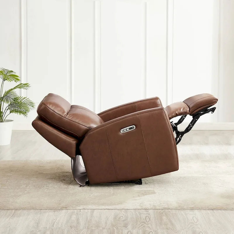 Zero Gravity Power Recline and Headrest Top Grain Leather Loveseat with Console