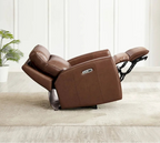 Causeuse inclinable électrique gravité zéro et appuie-tête en cuir pleine fleur avec console