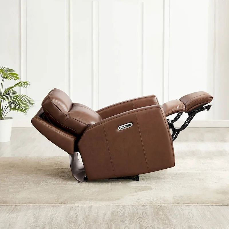 Zero Gravity Power Recline and Headrest Top Grain Leather Loveseat with Console