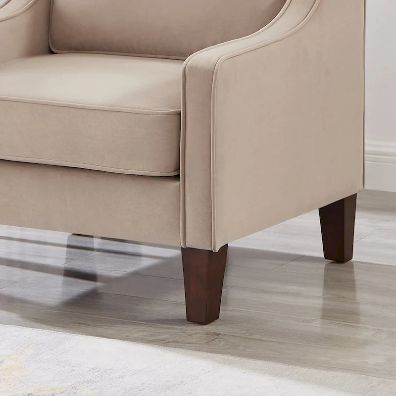 Armchair,Living Room Single Seat Sofa Chair with Wooden Legs,Upholstered Velvet Accent Chair