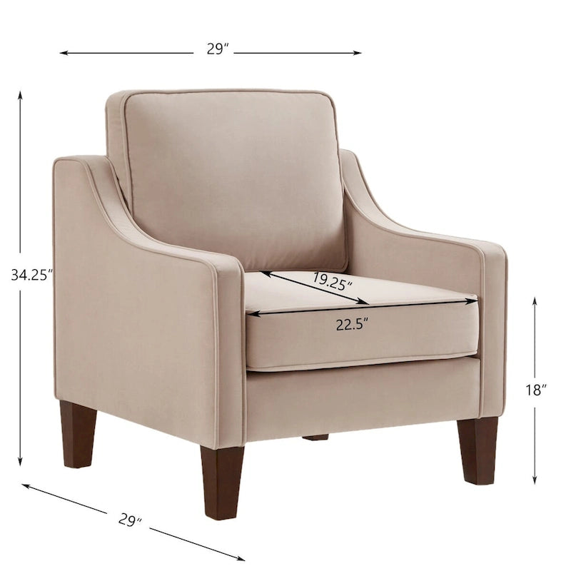 Armchair,Living Room Single Seat Sofa Chair with Wooden Legs,Upholstered Velvet Accent Chair