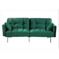 Convertible Sleeper Sofa Bed Velvet Pull Out Couch with Mid-Century Style Tufted Design and Metal Legs