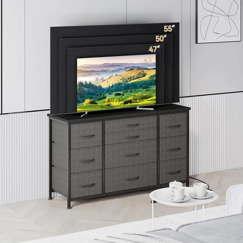 Bedroom Dresser with 10 Large Drawers for 55 Long TV Stand - 55 inches