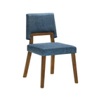 Chaise de salle à manger de 58 cm, lot de 2, assise en tissu bleu, noyer brun