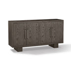 Mod 68 Inch Sideboard Buffet Cabinet, Rubberwood, Grain Details, Ash Gray
