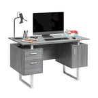 Bureau informatique gris moderne, élégant et de luxe avec rangement