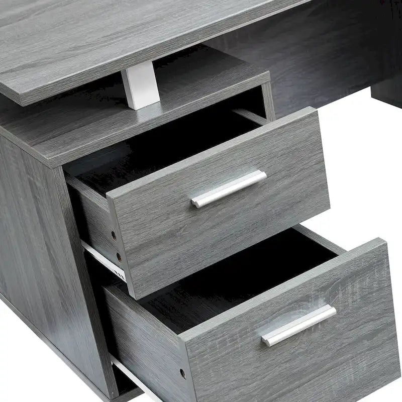Deluxe Stylish Modern Grey Computer Desk with Storage