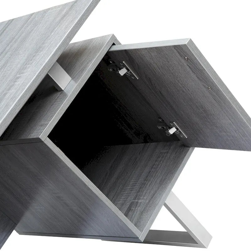 Deluxe Stylish Modern Grey Computer Desk with Storage