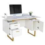 Bureau informatique gris moderne, élégant et de luxe avec rangement