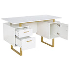 Bureau informatique gris moderne, élégant et de luxe avec rangement