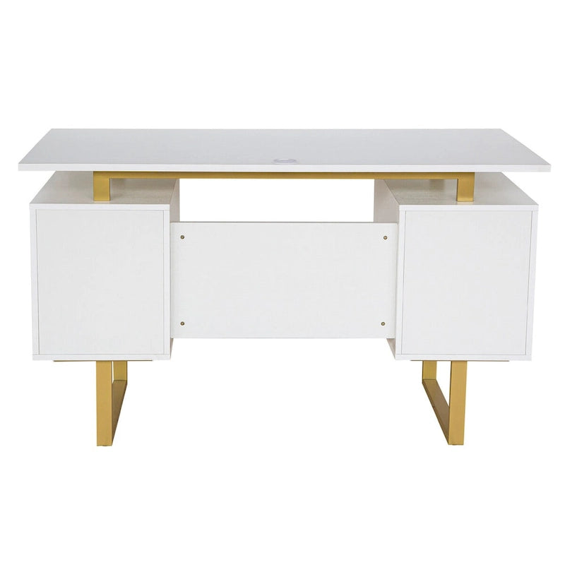 Deluxe Stylish Modern Grey Computer Desk with Storage