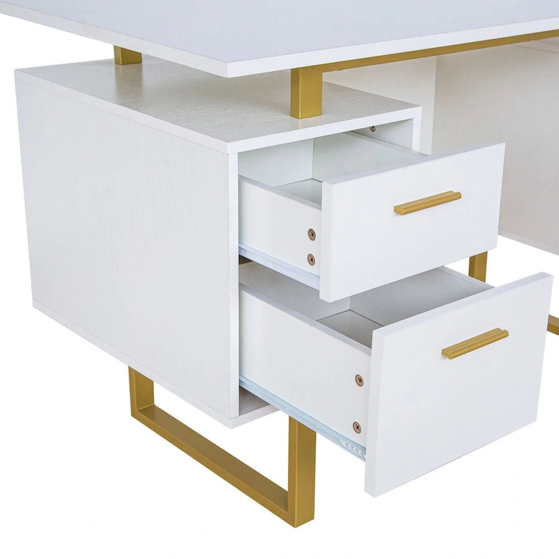 Deluxe Stylish Modern Grey Computer Desk with Storage