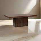Table à manger, dessus rectangulaire extensible amovible de 152 à 198 cm, marron