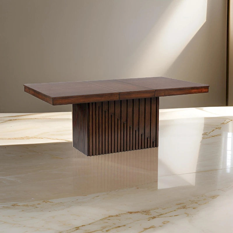 Dining Table, 60-78 Inch Removable Extendable Rectangular Top, Brown