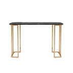 Bureau de 120 cm, prise de courant USB, pieds en métal doré, faux marbre noir