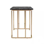 Bureau de 120 cm, prise de courant USB, pieds en métal doré, faux marbre noir